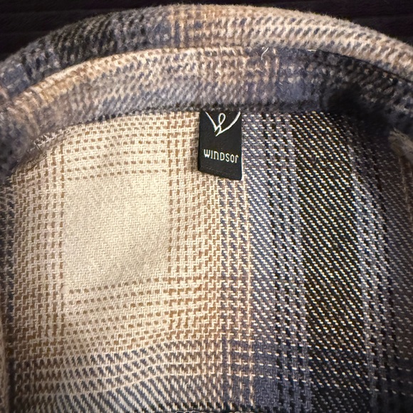 Windsor Checkered Plaid Shirt in Blue and Cream - Picture 2 of 2
